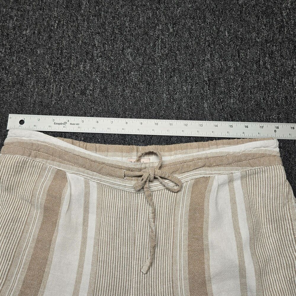 Per Se Women’s L Linen Capri Pants Beige White Striped Relaxed Fit Casual 36x24 - Picture 6 of 13